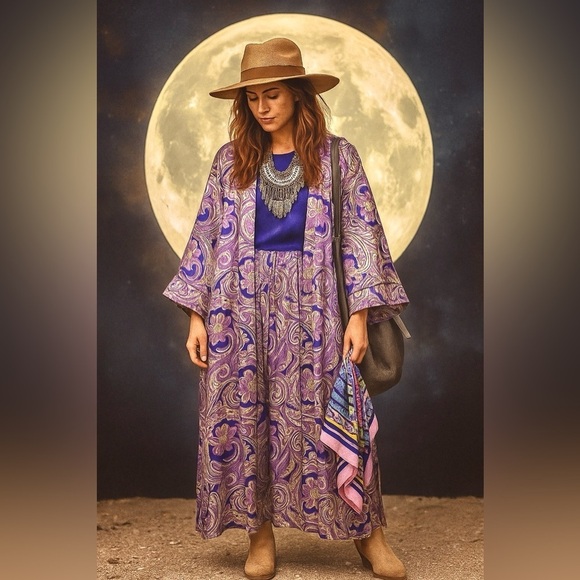 Sweaters - Enchanting Gypsy floral duster boho kimono / cover up resort vacay ready